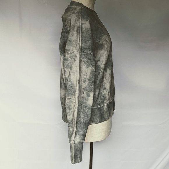 Hudson Sweatshirt Cutout Back Crew Long Sleeve 100% Cotton Grey Ice Dye M NWT - Picture 5 of 12